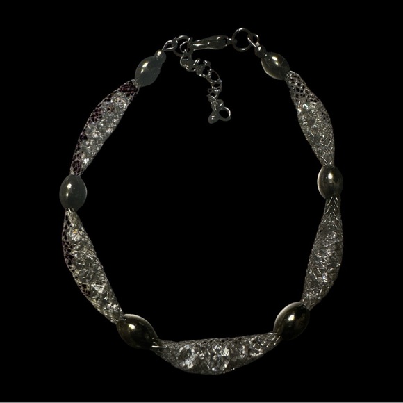 BEAUTIFUL GUNMETAL BRACELET WITH MESH AND SWAROVSKI CRYSTALS INSIDE! - Picture 3 of 4